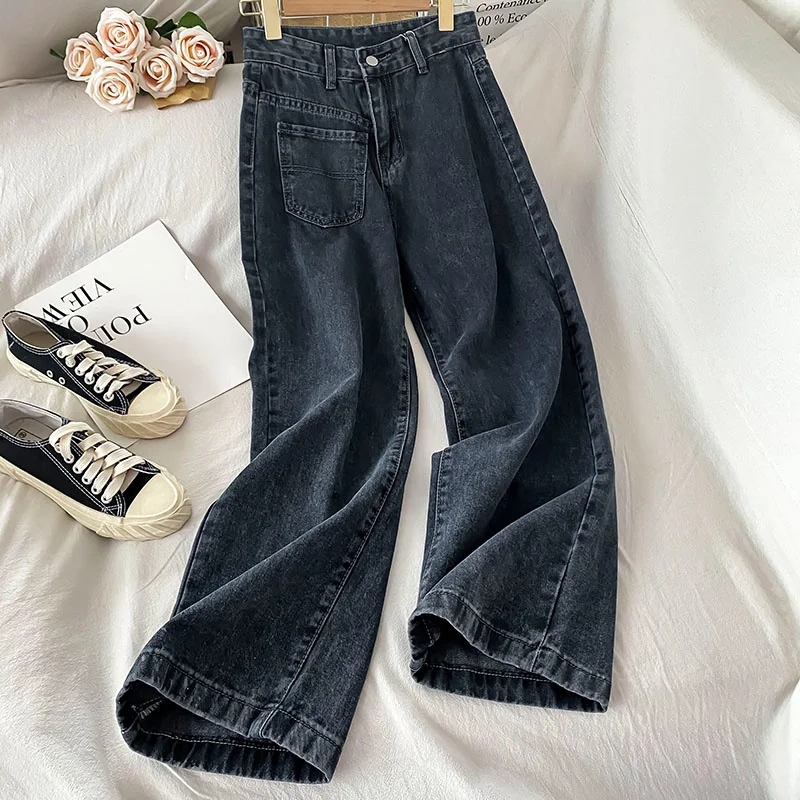 

Jeans women's design sense of straight loose autumn and winter wide legs high street fashion thin fafa_ootd
