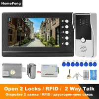 homefong wired video intercom with lock home access control system 7 inch monitor doorbell rfid unlock support 2 eleltronic lock