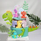 Бумага для темы динозавра топперы для торта на день рождения, зеленый милый Топпер для торта динозавра для мальчиков, товары для дня рождения украшения для кексов