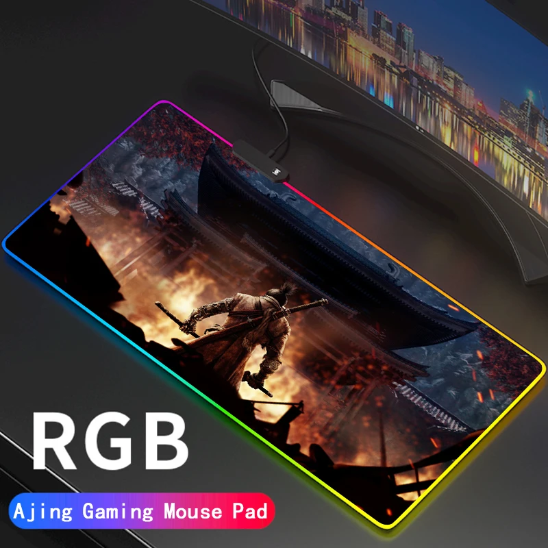 

Big Large Gaming RGB Mousepad XL Gamer Mat Mouse Pad For SEKIRO PC Computer Led Backlight XXL Keyboard Desk Mat