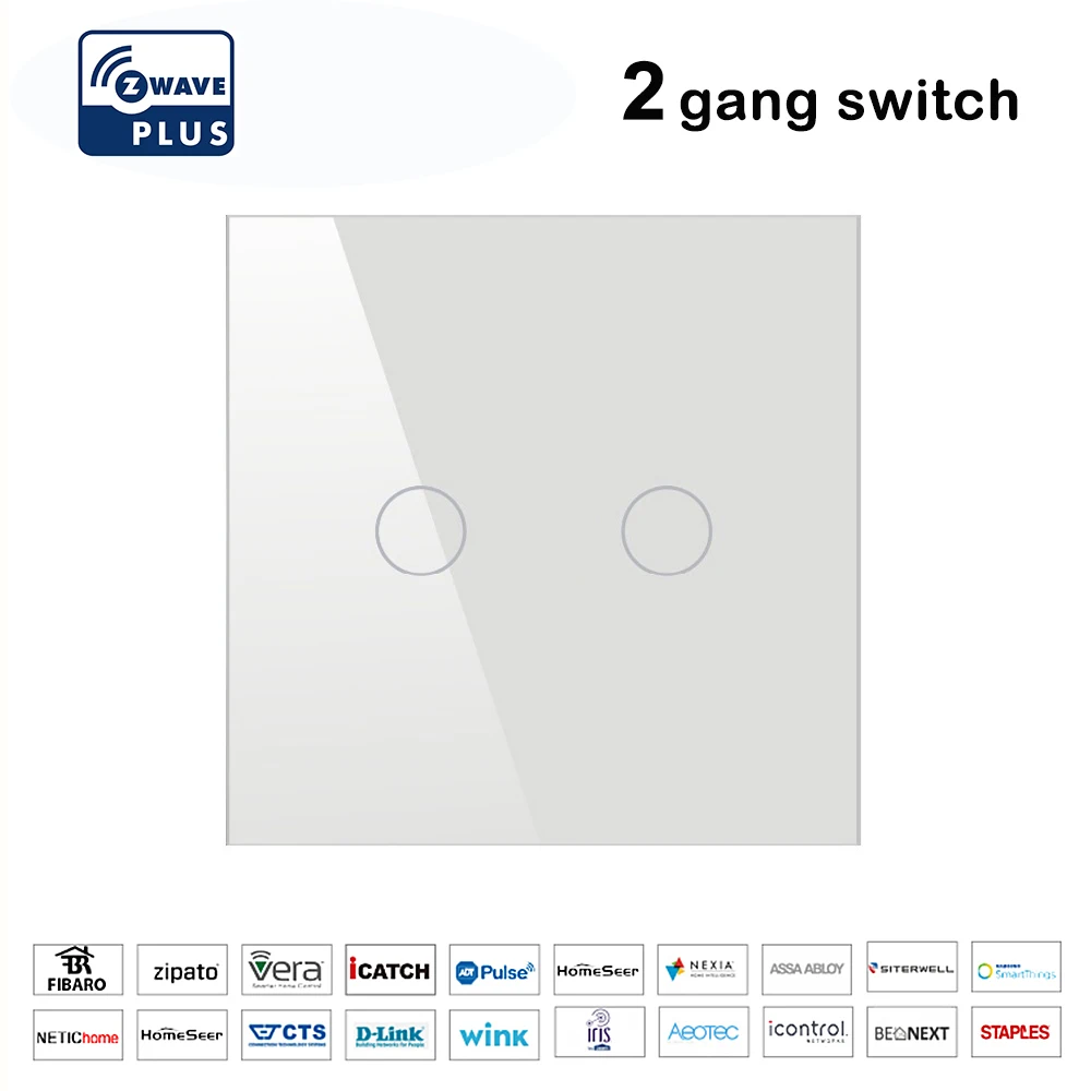 White-2way-1pc Z wave Plus, настенный светильник, выключатель для домашней автоматизации, сенсорный выключатель, умный светильник с дистанционным управлением, совместимый с Zwave серии 300 и 500 - Цвет: White-2way-1pc