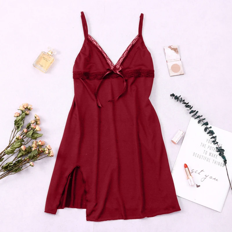 

Spandex Nightgown Women Nightdress Casual Soft Sleepwear Solid V Neck Sleeveless Tight Night Dress Female Nighties Nightwear