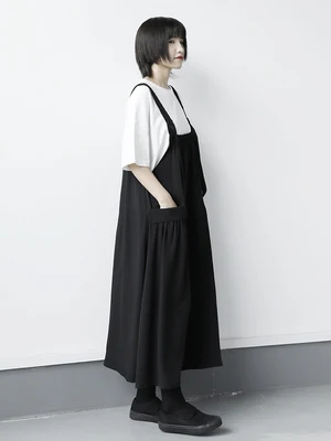 Японский простой драпировка ощущение прохлады большой карман свободный размер