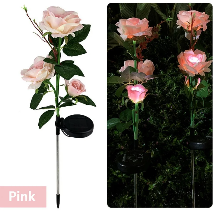 Solar Simulation Rose Garden Light LED Outdoor Decoration Lamp for Lawn/Villa/Park/Champagne/Pink/Red/Yellow White Lighting | Лампы и