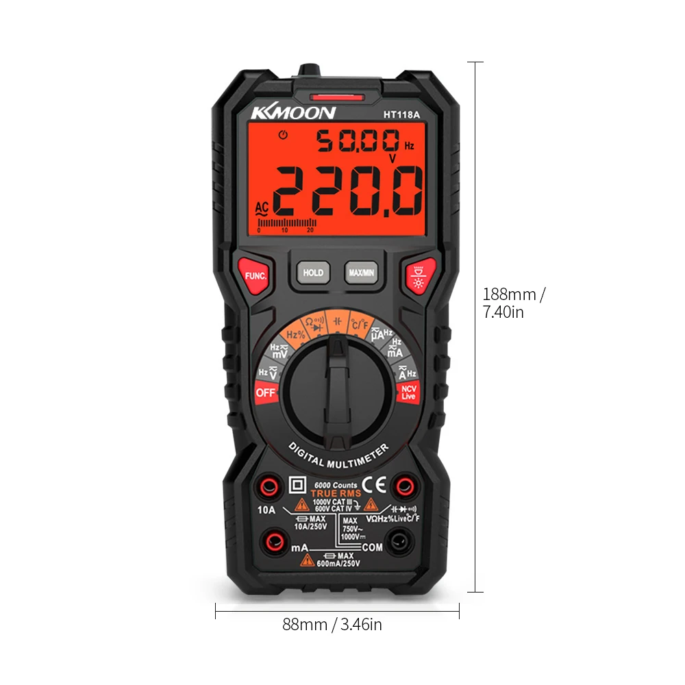 Цифровой мультиметр KKmoon HT118A с автоматическим диапазоном 6000 отсчетов измерение