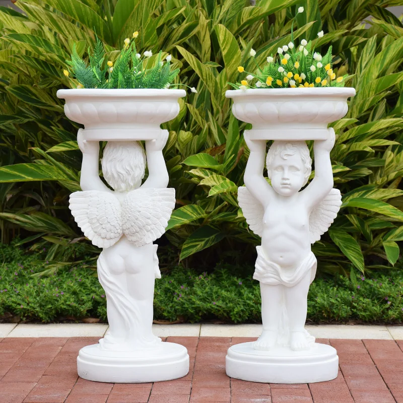 Большой размер 76 см аксессуары для дома и сада Двор ангел мальчик держатель