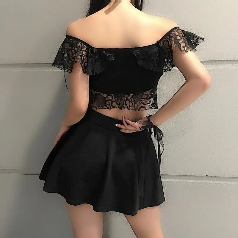 Панковский дизайн женский Готический Цветочный кружевной кроп-топ T018 | Женская