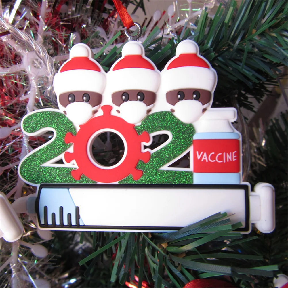 

2021 Quarantine Christmas Tree Pendant Santa Claus Personalized DIY Name Survived Family Resin Hanging Ornament Home Decoration