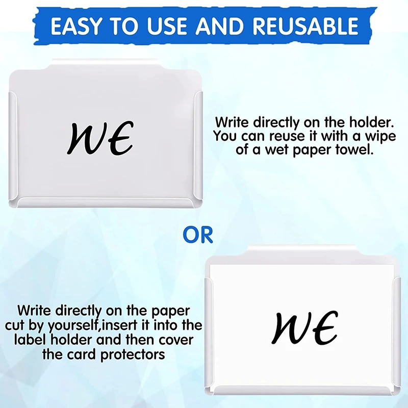 52Pc Basket Bin Labels Clip on Includes 25 Removable Label Holders Clear Cards and 2 Chalk Marker | Канцтовары для офиса и