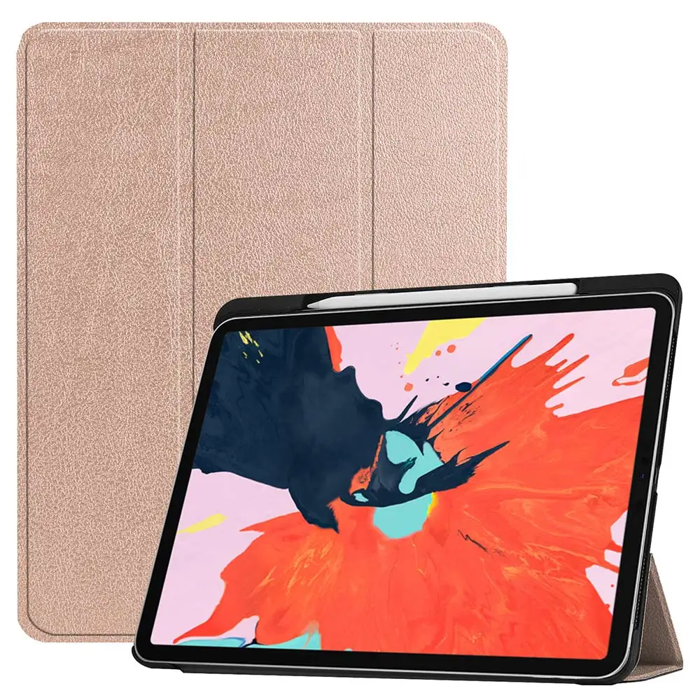 Чехол-обложка с карандашом и держателем для ipad pro 12,9, трехслойный чехол из искусственной кожи, Магнитный чехол для планшета с функцией сна/пробуждения, защитный чехол