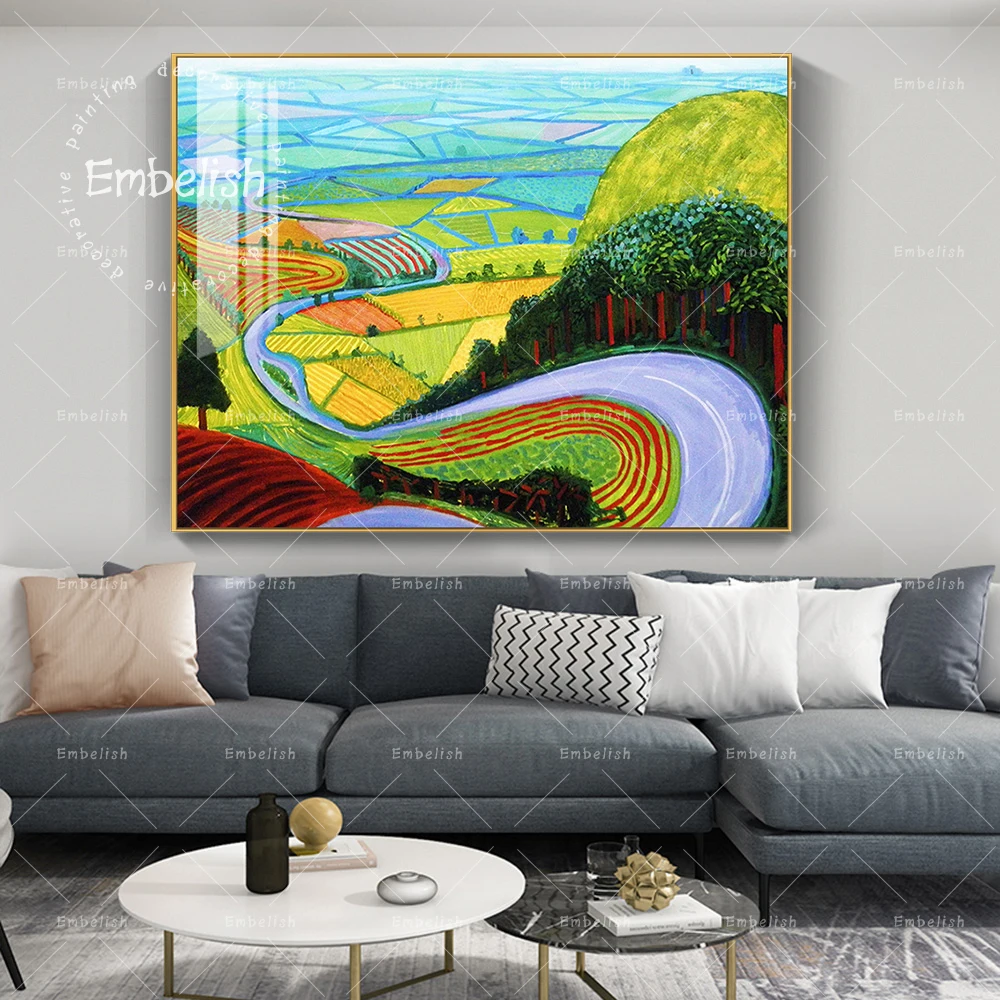 

1 Pieces Modern Landscape Pictures For Living Room David Hockney Garrowby Hill Canvas Painting Home Decor Wall Posters