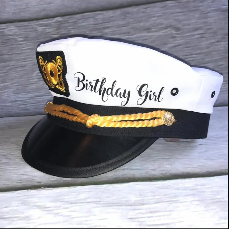 birthday girl Nautical captain hat skipper yacht boat 16th 18th 21st 30th 40th 50th party decoration gift Present Photo props