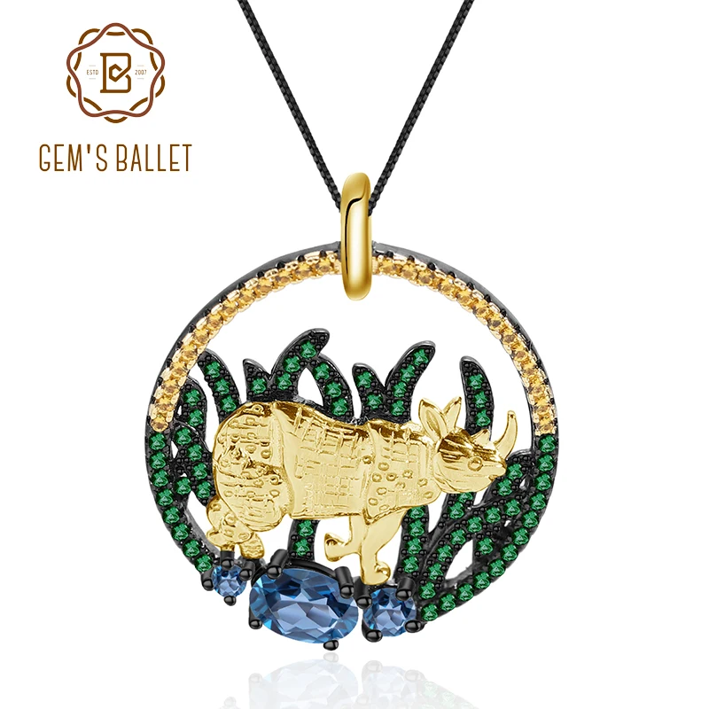 Женское ожерелье из серебра 925 пробы с натуральным лондонским голубым