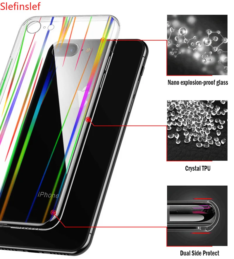 Роскошный прозрачный чехол из закаленного стекла с градиентным лазером aurora 9h для