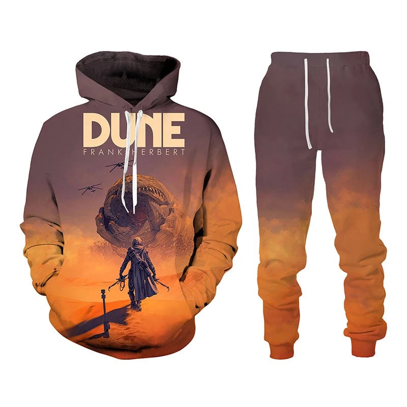 

New Science Fiction Movie Dune Print Men's and Women's Tracksuit Harajuku Hoodie Pants 2pc Set Casual Men's Clothing Sportswear
