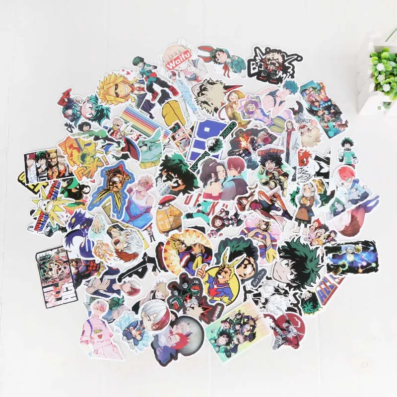 73pcs sticker Аниме My Hero academy Izuku Midoriya Katsuki Bakugou шото тодороки телефон веревка цепь ремешок брелок игрушки - Цвет: 73pcs sticker