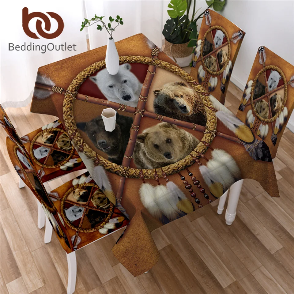 

BeddingOutlet Dreamcatcher Tablecloth Tribal Animal Waterproof Table Cloth Lion Tiger Leopard Wolf Decorative Table Cover