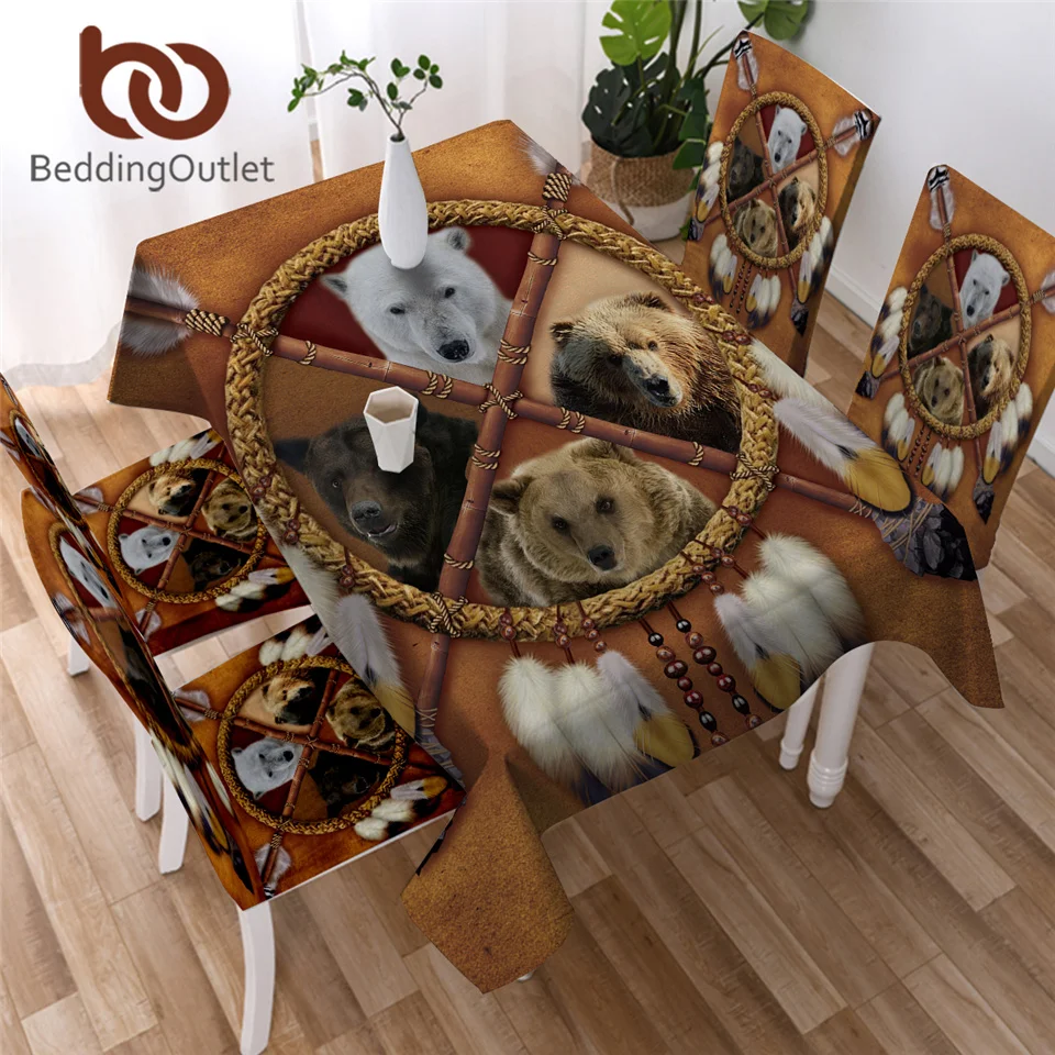 BeddingOutlet Dreamcatcher Tablecloth Tribal Animal Waterproof Table Cloth Lion Tiger Leopard Wolf Decorative Cover|Скатерти| |