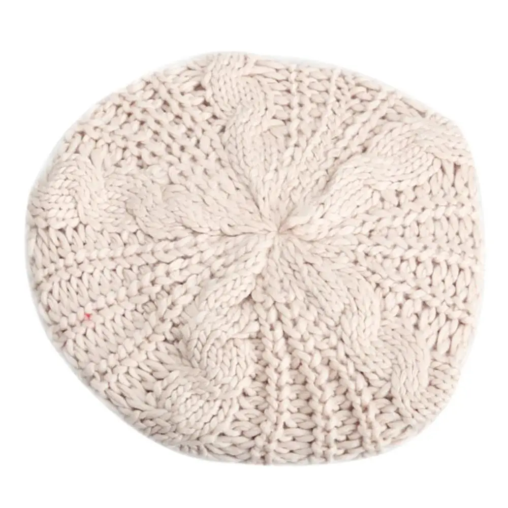 Warm Winter Women Knitted Beret Baggy Fashion Casual Beanie Hat Solid Color Multicolor Ski Cap Red Women Beret
