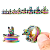 2pcs 3d stereo ear plugs tunnels piercing stainless steel rainbow screw earring expander flesh stretcher gauges body jewelry 0g