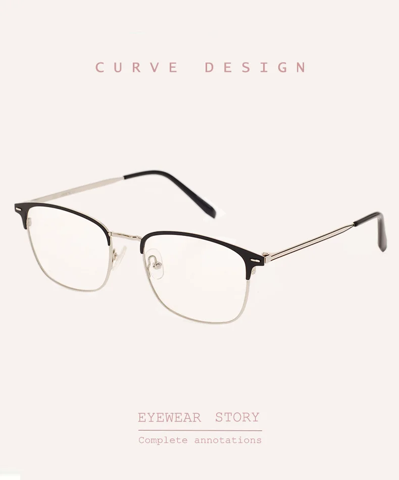 REAL Fashion Men Women Glasses Metal Classic Frame Myopic Glasses Optical Glasses Eyewear Half Frame Eyeglass Frames Unisex
