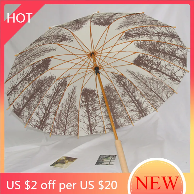 Long Handle Umbrella Straight Retro Chinese Style Sunscreen Waterproof Designer Umbrella Windproof Sombrilla Rain Gear AG50YS