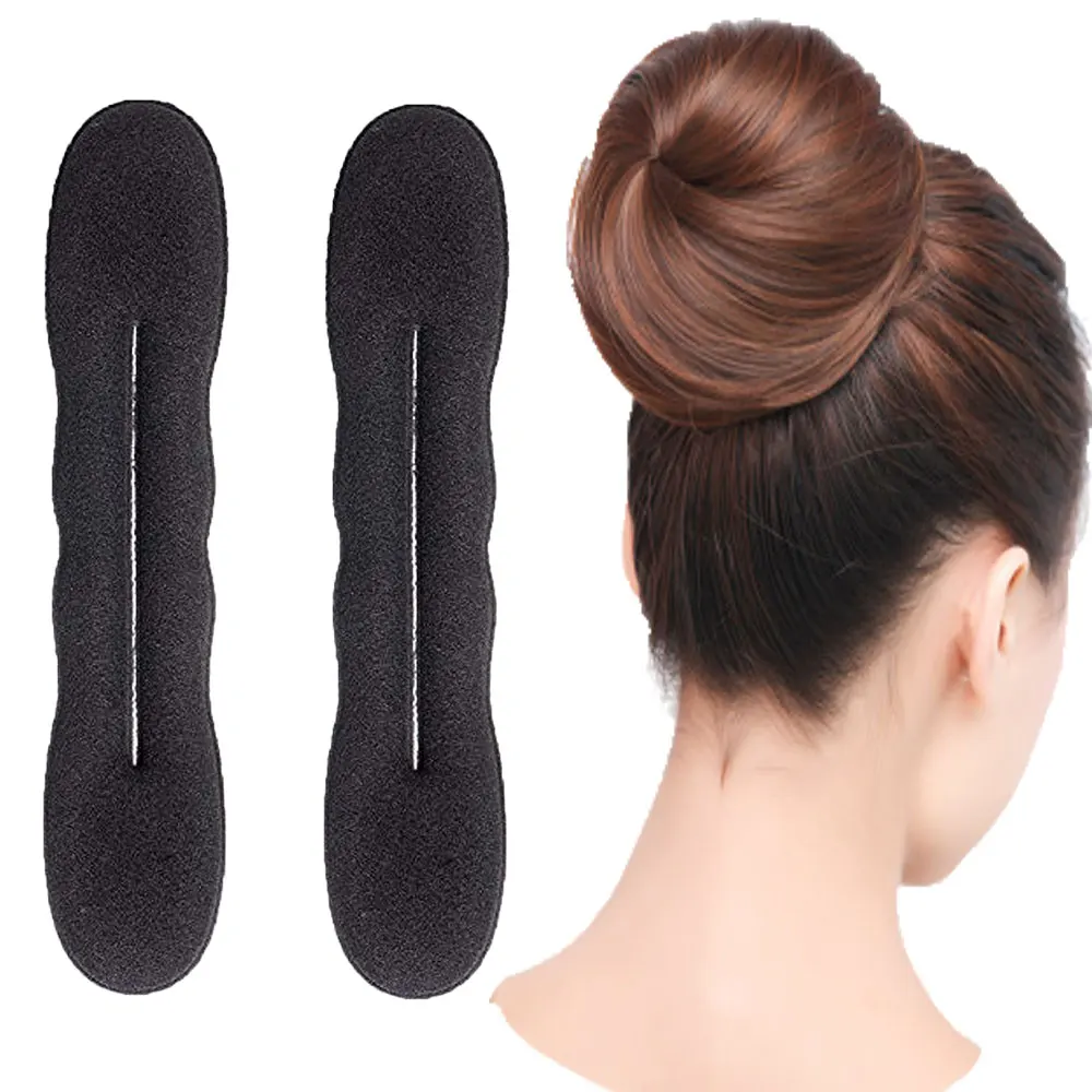 

Styla Hair Brown Magic Hair Bun Maker 2 Pack Foam Sponge Buns Shaper Accessories Strong Flexible Reusable Bun Curlers Tools