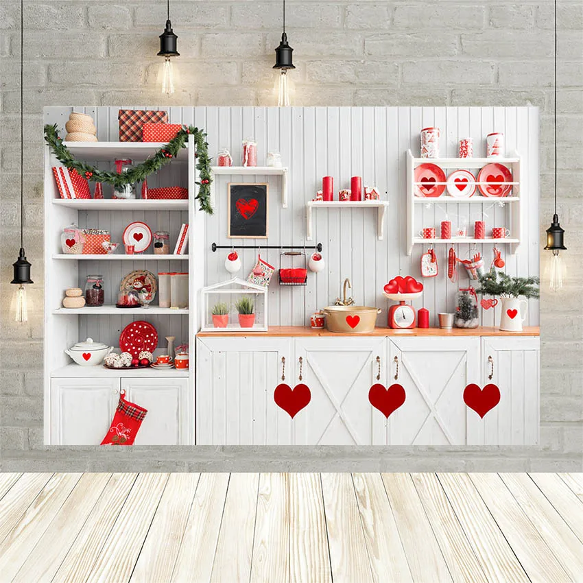 Mehofond День Святого Валентина кухня фон белый деревянный шкаф красный любовь
