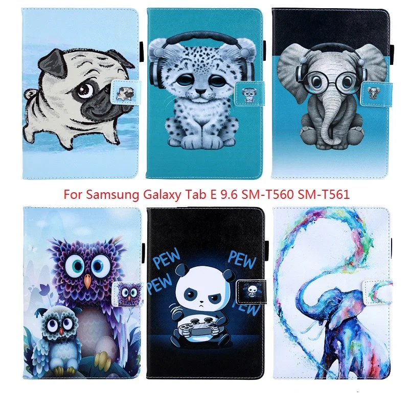 Coque для Smasung Galaxy Tab E 9 6 T560 SM T561 с милой собачкой панда щенок пантера Сова чехол