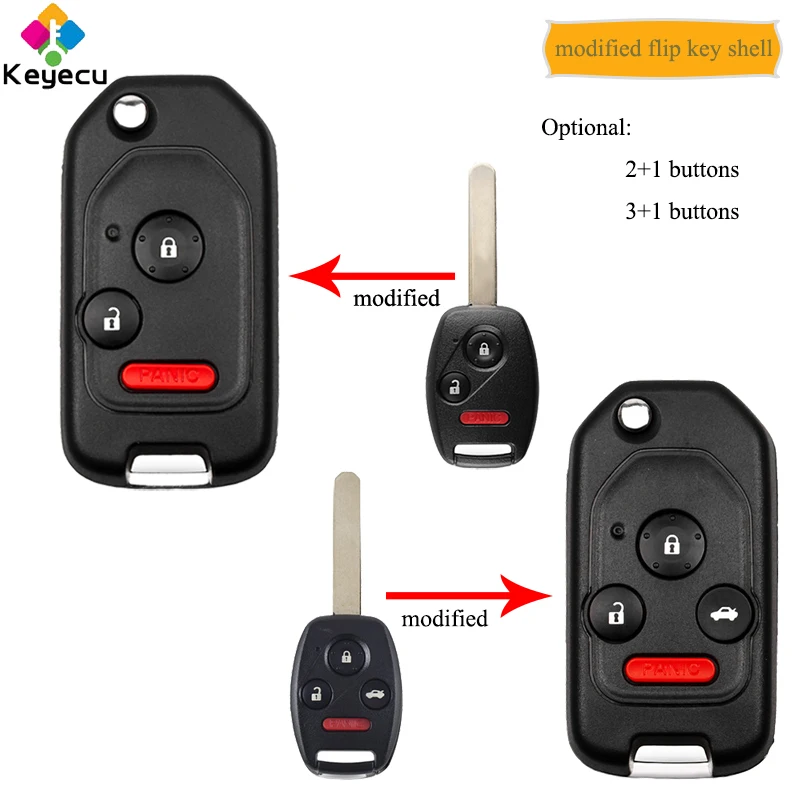 Модифицированный откидной Чехол KEYECU для автомобильного ключа пульта с 3 4