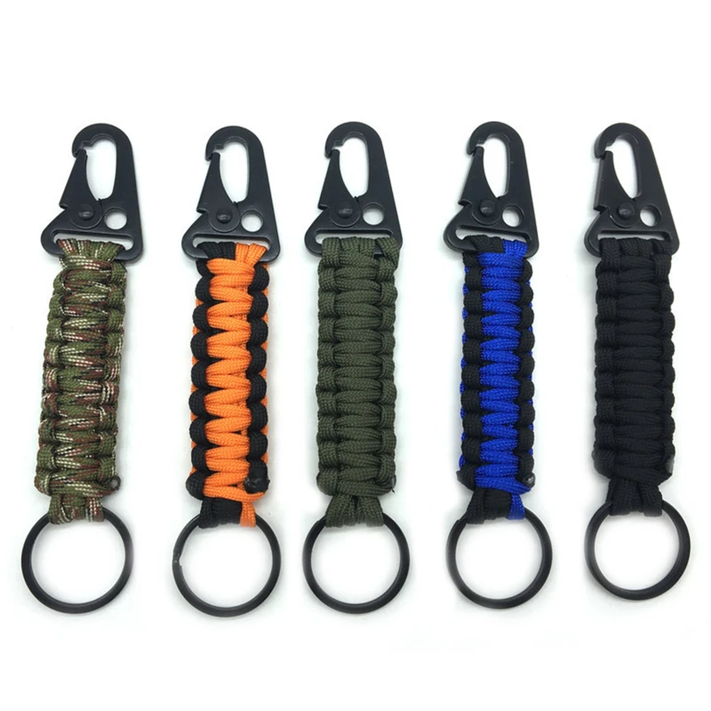 

Outdoor Keychain Ring Camping Carabiner Military Paracord Cord Rope Camping Survival Kit Emergency Knot Bottle Opener Tools