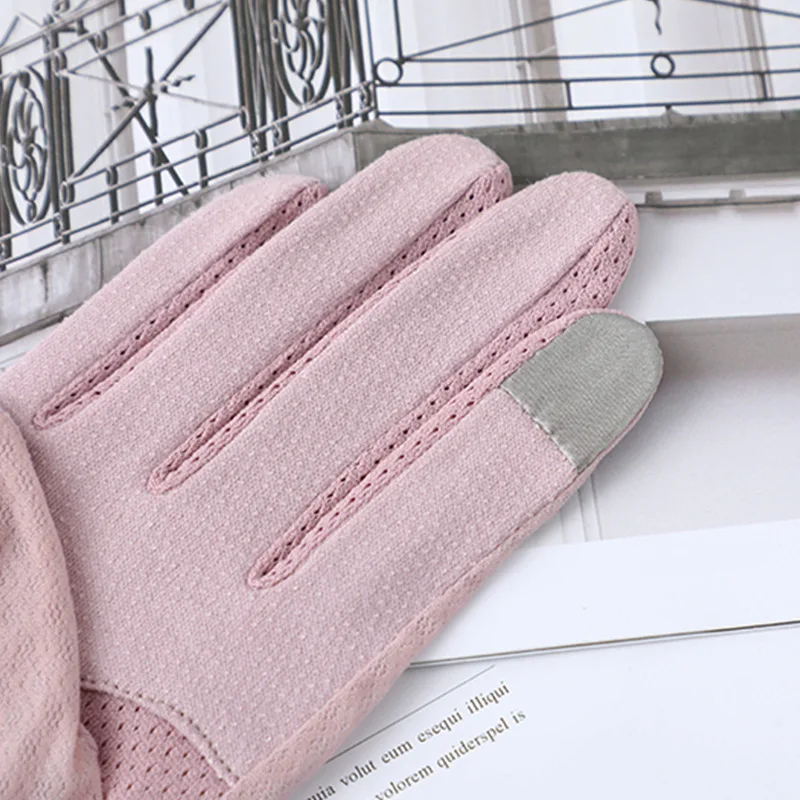 

Summer Sexy Lace Women Sunscreen Touch Screen Gloves Ice Silk Thin Breathable Mesh Anti-UV Female Skid Driving Gloves