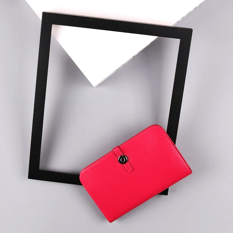 Rose Red Лидер продаж, женские кошельки, модные кошельки из зернистой воловьей кожи с зернистой текстурой личи, кошелек на молнии, высокое качество, женские кошельки и кошельки, сумка - Color: Rose Red