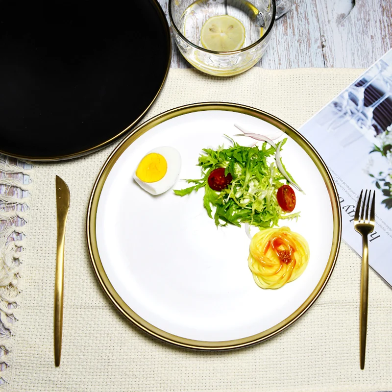 

Ceramic Round Plate Cake Snack Dinner Breakfast Pasta Nordic Sushi Plate Food Steak Vaisselle Porcelaine Tableware DE50CP