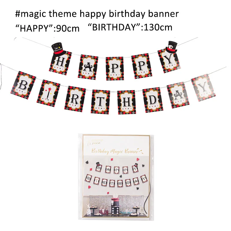 magic birthday banne Волшебные украшения на день рождения Детские фотостудии реквизит с днем рождения я один высокий стул баннер покер вечерние казино тематическое мероприятие - Цвет: magic birthday banne