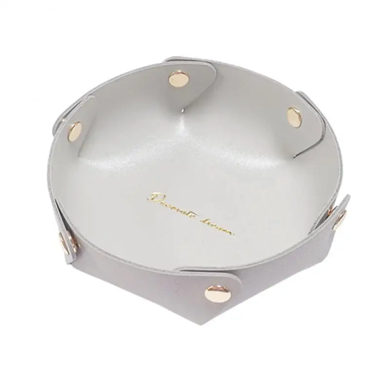 

Leather PU Desktop Storage Box Key Door Cosmetics Jewelry Porch Debris Storage Box Storage Tray PVC Folding Jewelry Storage Box
