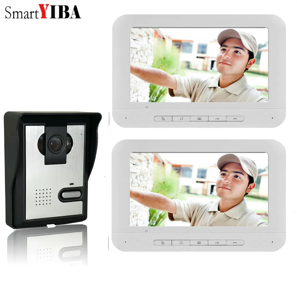 V70MMA-1V2 SmartYIBA " цветной монитор дверной звонок домофон видеодомофон Infared светодиоды ИК-камера домашний офис дверной телефон hands-Free монитор - Цвет: V70MMA-1V2