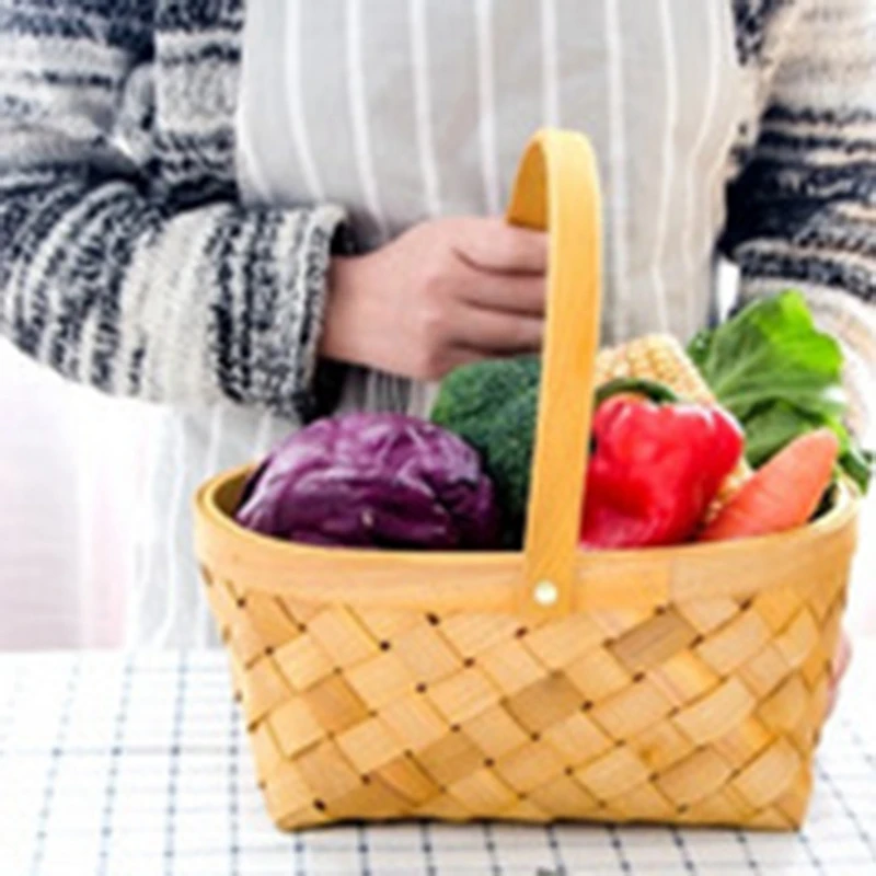 Тканая корзина пасторальная для фруктов овощей пикника хранения большая | Дом и
