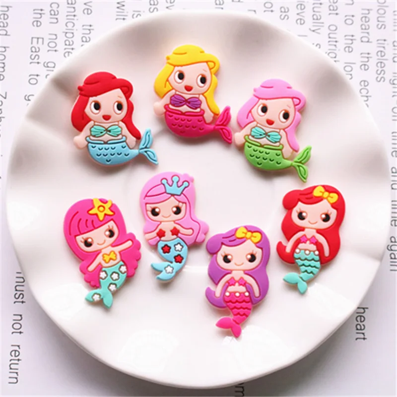 10 шт./лот Kawaii Мультфильм Русалка плоская задняя резинка ремесла DIY Украшения для