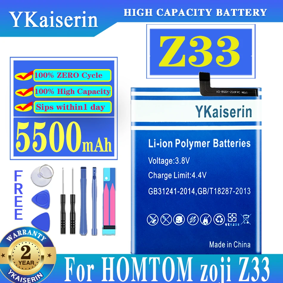 

YKaiserin Battery 5500mAh zoji Z33 Battery for HOMTOM ZOJI Z33 Smart Phone Batteries SmartPhone IP68 Waterproof MT6739