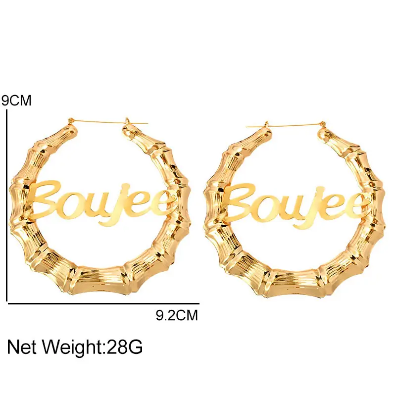 BYNOUCK Новый Нержавеющая сталь Бамбук Серьги-кольца для девушек в стиле панк