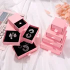 Настраиваемый Логотип картонная коробка ожерелье браслет серьги упаковка ювелирных изделий дисплей розовый 10 шт Потяните оптом много оптом коробка