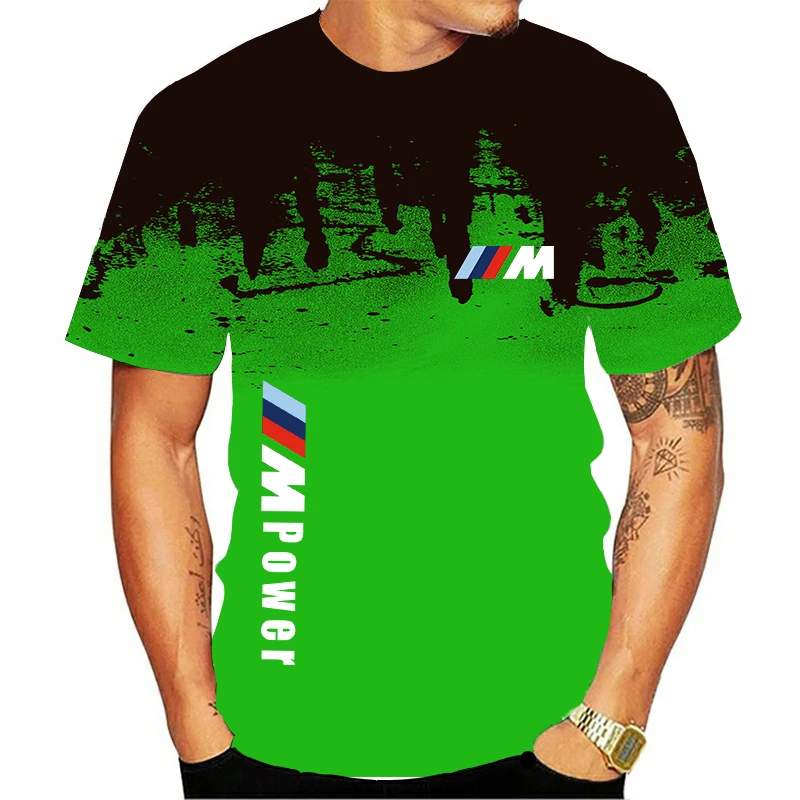 

2021 BMW M Power Summer polyester Men's Funny Top casual short sleeve color neutral round collar hip hop T-shirt blazer