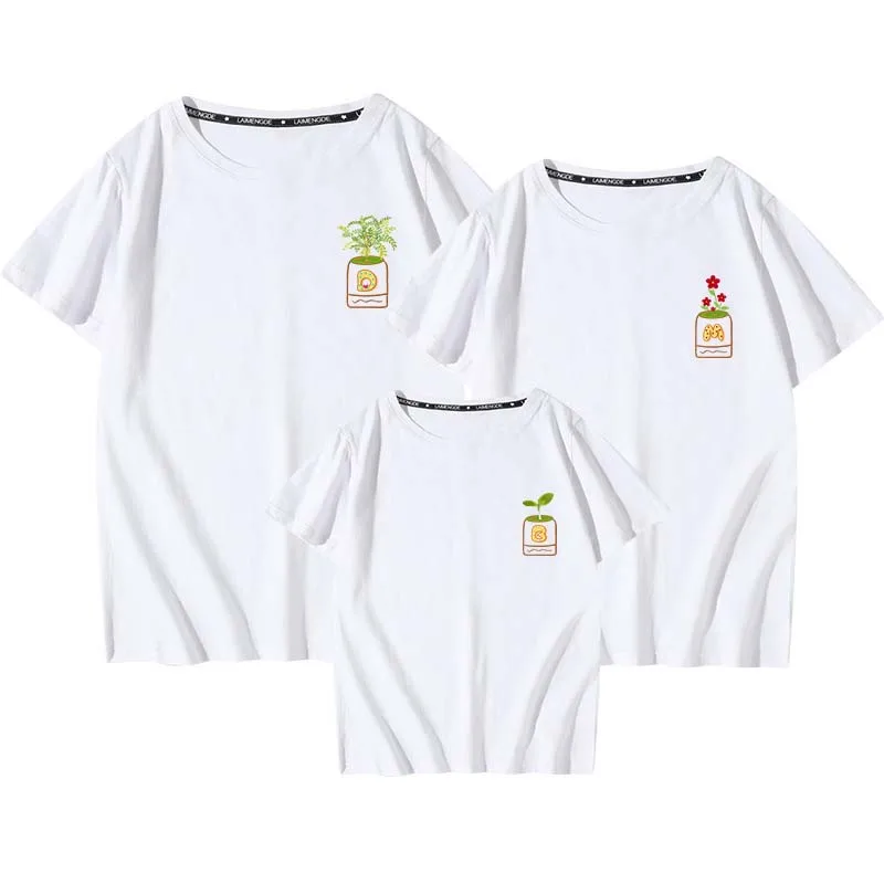 Летняя семейная Одинаковая одежда для отца матери дочери сына Детская футболка