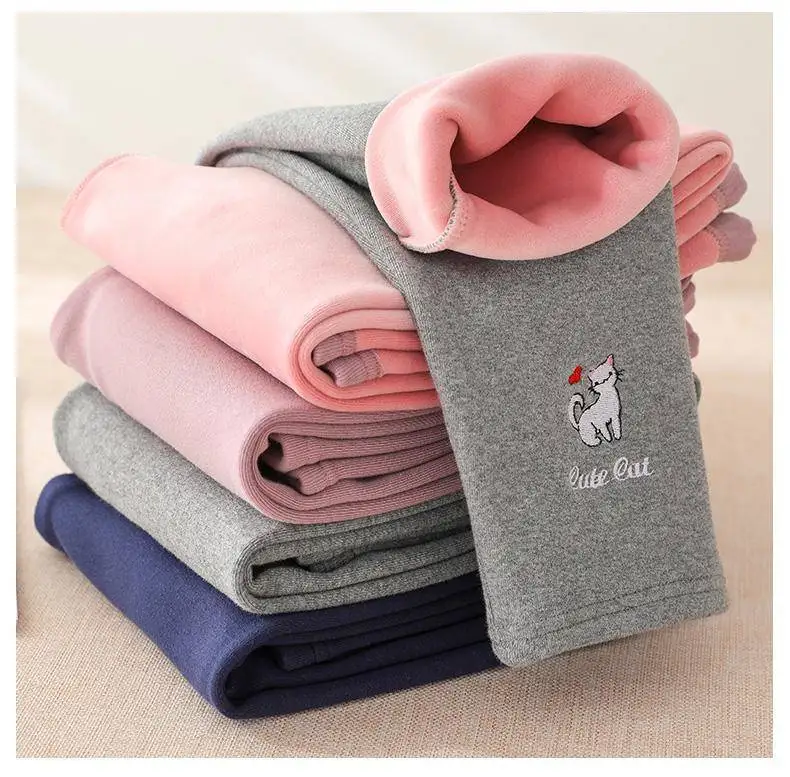 Леггинсы для девочек на осень и зиму утепленные флисовые бархатные детские брюки