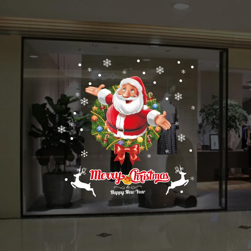 

Holiday Santa Claus Glass Stickers Shop Window Glass House Christmas Decoration Wall Stickers