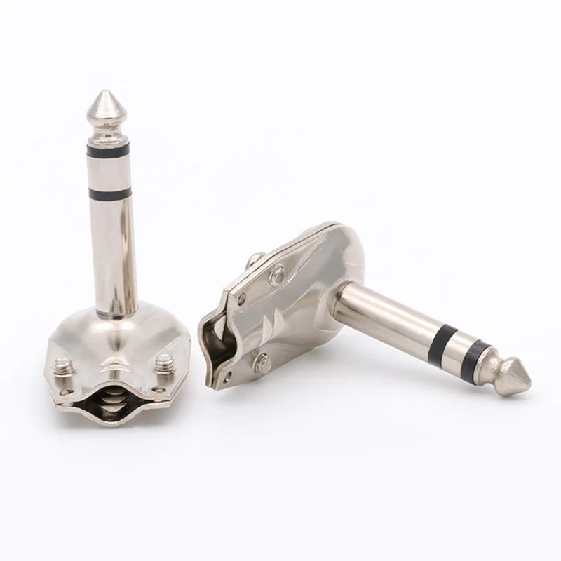 

100 шт./лот разъем под прямым углом 6,35 мм 2/3 полюсный моно/стерео штекер гитарный телефон 1/4 дюйма штекер для гитарного педали для создания музыкальных эффектов