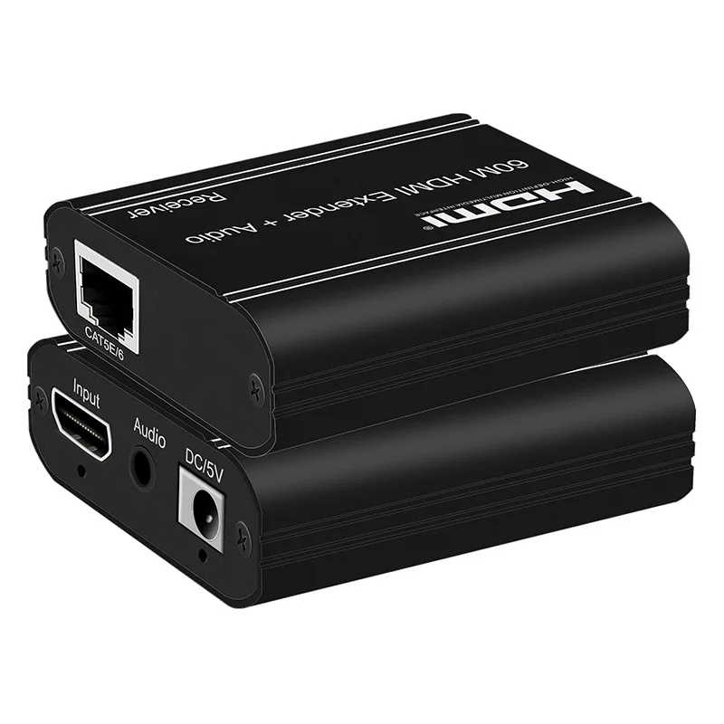 Новинка 60 м HDMI удлинитель с аудио через RJ45 Ethernet cat5 cat6 кабель выходом для PS4 Apple TV Mac