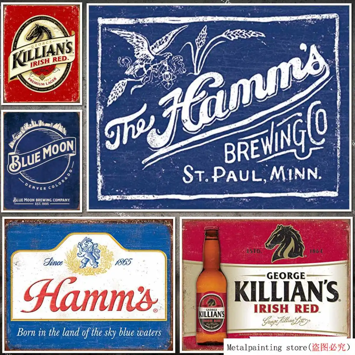 Отчаянные предприятия голубая луна логотип Skyline металлическая живопись жестяная