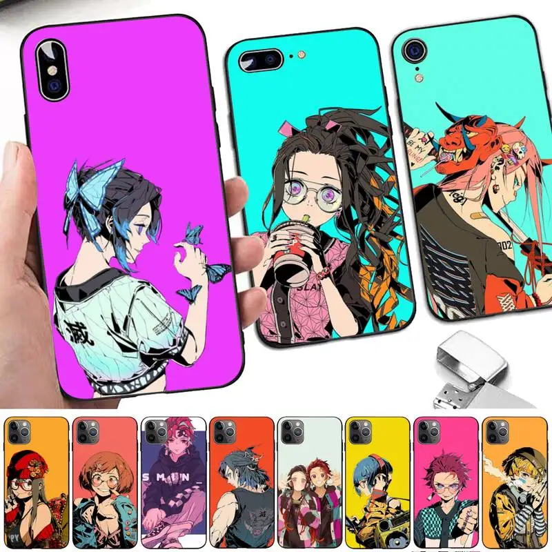 

FHNBLJ Japan Anime Yaiba Demon Slayer Phone Case for iPhone 8 7 6 6S Plus X 5S SE 2020 XR 11 12 pro XS MAX